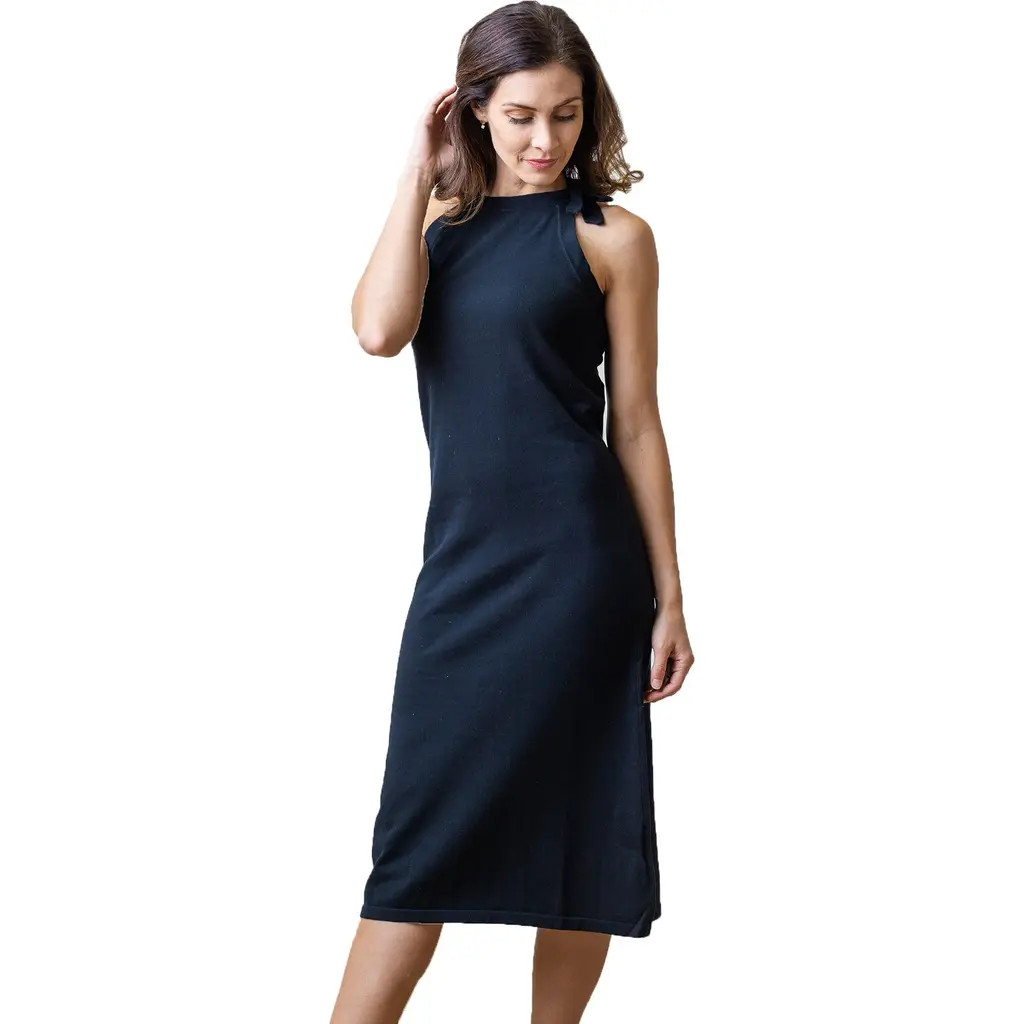 Hope & Henry Womens' Halter Tie Sweater Dress in Black at Nordstrom, Size 4 | Nordstrom