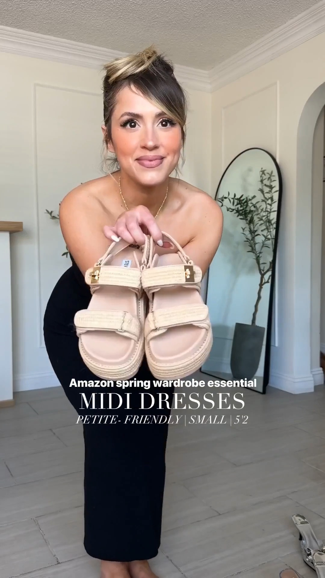Spring must-have MIDI DRESSES from Amazon 🙌🏼 

◾️ wearing SMALL in both colors (BLACK & APRICOT)
◾️I'm sorry but the cropped cardigan is discontinued from Revolve. 
◾️ button up is a medium
◾️IF you are full of chested, you're definitely gonna want the strapless bra I have linked here for you. 
◾️ Also, if you're a little fuller figured, I highly recommend you wear a longer/higher shape wear short that reaches right under your boobs for maximum comfort and support with this dress. I have one of my favorites link for you! 
◾️omg the Steve Madden sandals are beyond comfy (a little heavy but not a deal breaker). 


#LTKootd #LTKgrwm #LTKPetite