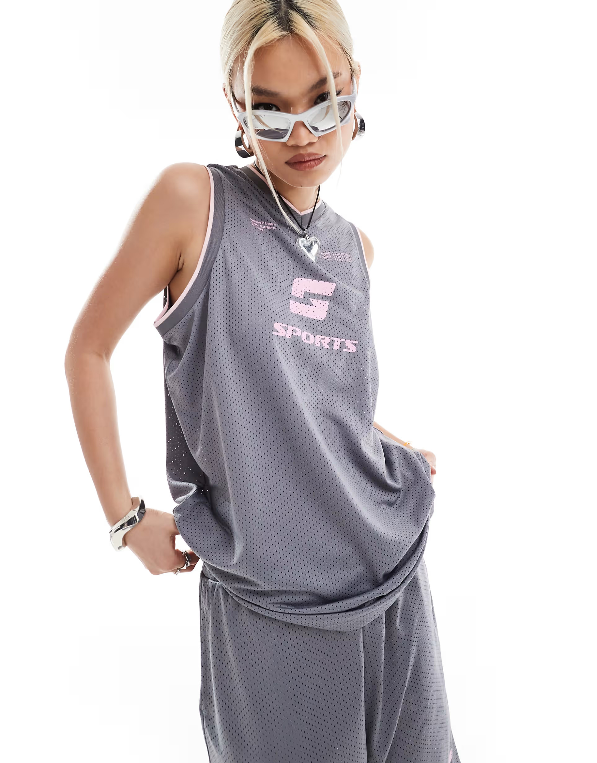 COLLUSION oversized athletic v neck tank top in gray | ASOS (Global)