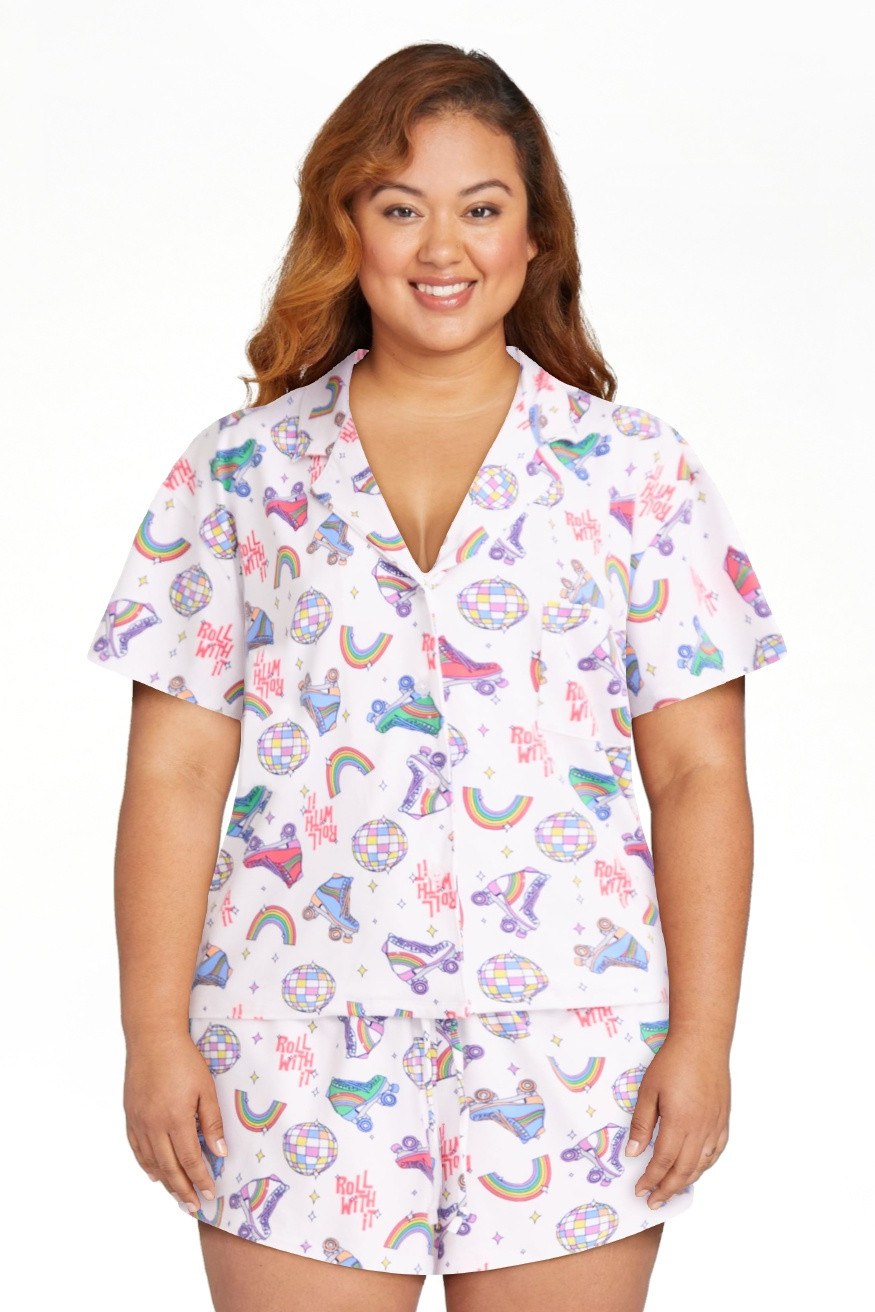 Way to Celebrate Women's Pride Notch Collar Top and Shorts Pajama Set, 2-Piece, Sizes XS-3X | Walmart (US)