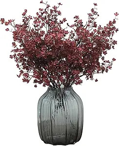JAKY-Global Babys Breath Silk Artificial Flowers Burgundy 6 Bundle Fall Stems Fake Plants Decor W... | Amazon (US)