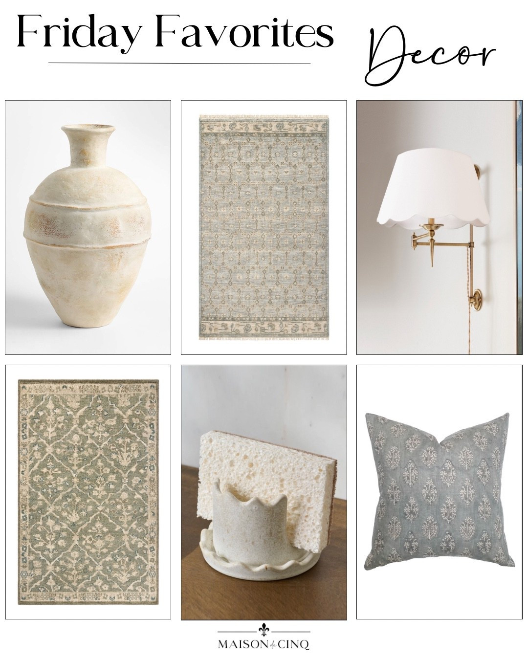 Soft and pretty spring updates we love like gorgeous new rugs from PB, blue floral pillows, the cutest sconce and more!

Home decor, spring decor, area rug, rustic vase, table decor, throw pillows, kitchen decor 

#LTKHome