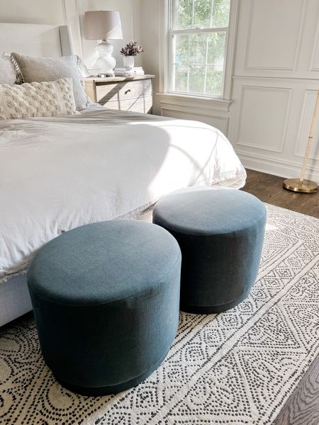 These upholstered ottomans are perfect tucked under a console or at the foot of your bed. They’re also on sale!

Upholstered ottoman, blue ottoman, round ottoman, McGee & co, bedroom due fire, living room furniture, entryway furniture 

#LTKhome #LTKSeasonal #LTKsalealert