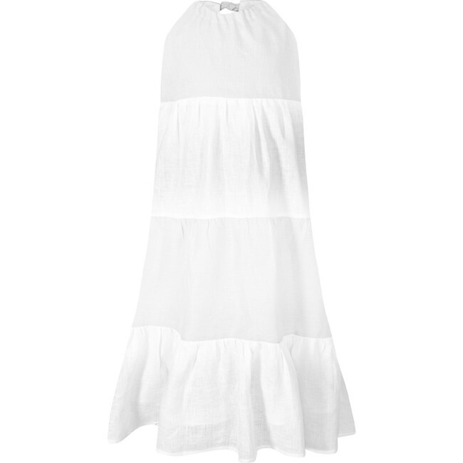 Baliene | Halter Dress, White | Linen (Multicolor, Size 6Y) | Maisonette | Maisonette