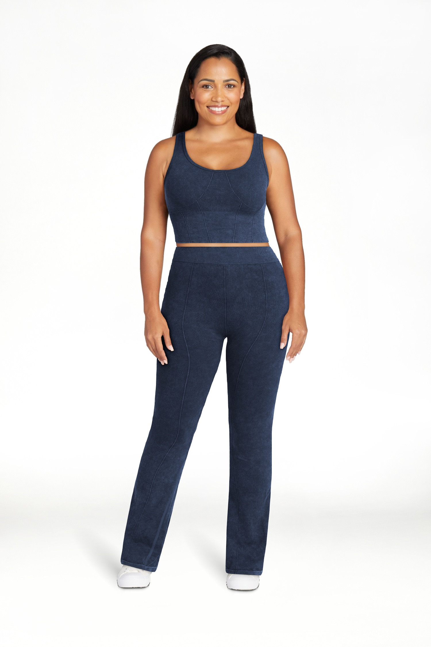 No Boundaries Seamless Scoop Cropped Tank and Flare Leggings Set, 2-Piece, Women’s | Walmart (US)