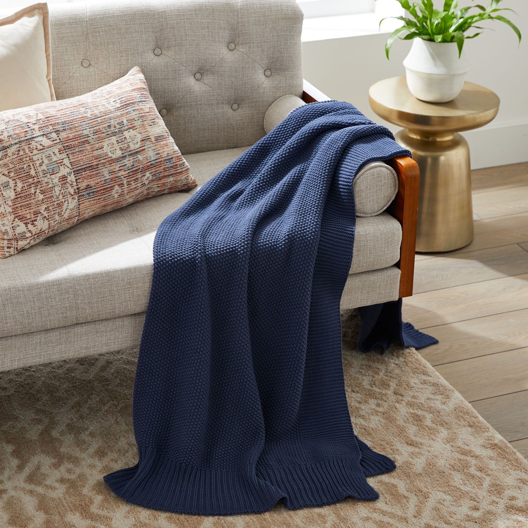 Better Homes & Gardens Solid Knit Throw, Indigo, 50" x 60" | Walmart (US)