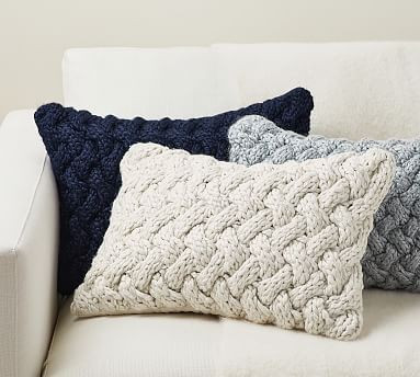 Camelia Chunky Knit Lumbar Pillow Cover | Pottery Barn (US)