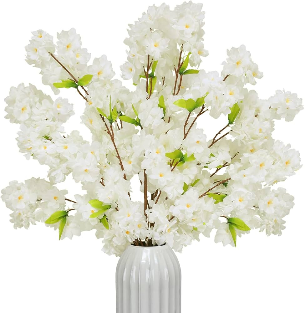 Tifuly Artificial Cherry Blossom Branches 4 pcs - Long Stems Flowers 42.52 inches Fake Silk Bouqu... | Amazon (US)
