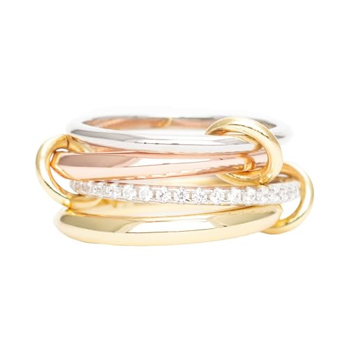 Stackable Rings for Women Made of Durable 14kt 0.5 Micron Gold & Silver-Plated Brass with Zircon ... | Amazon (US)