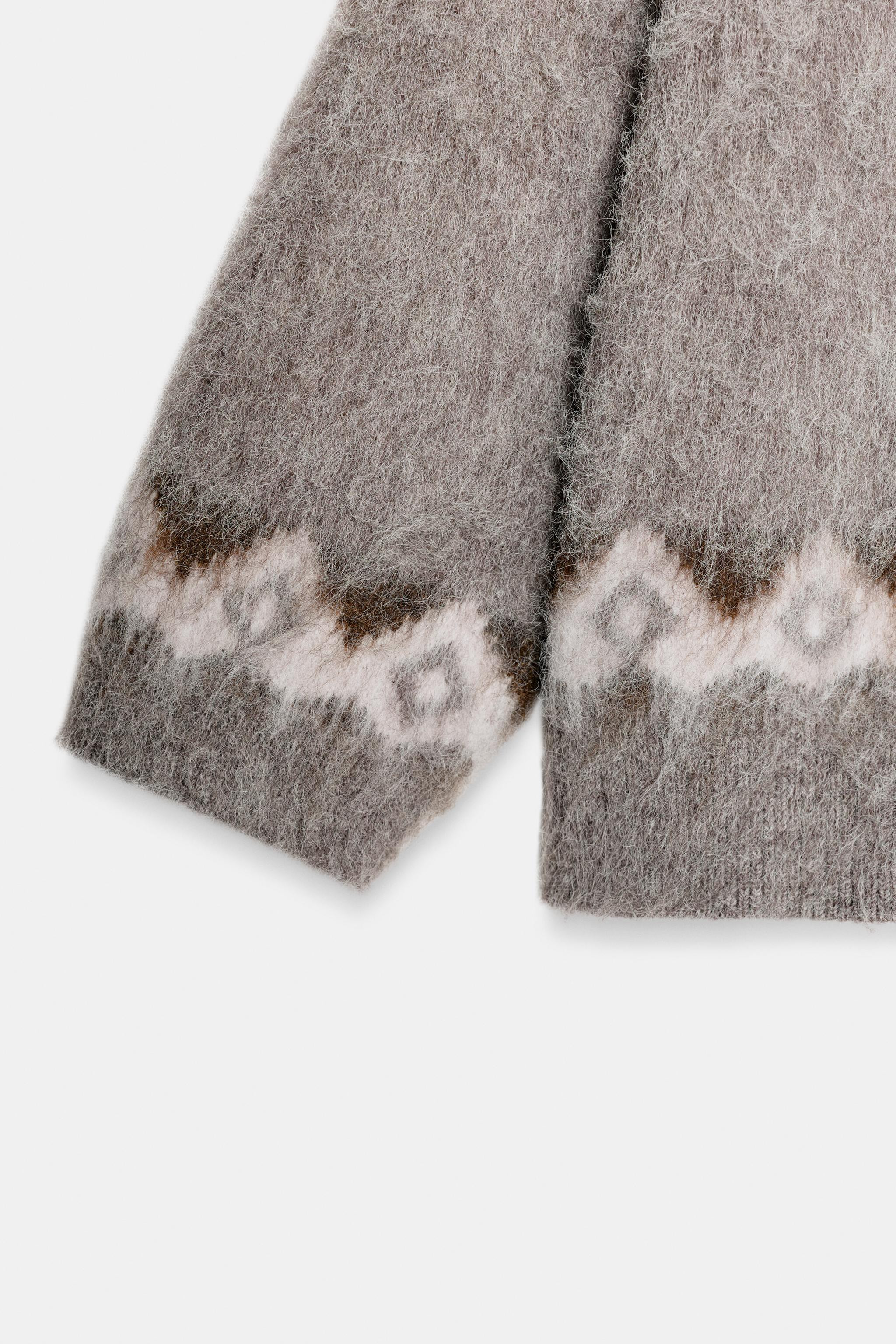 BRUSHED EFFECT JACQUARD KNIT CARDIGAN | Zara UK