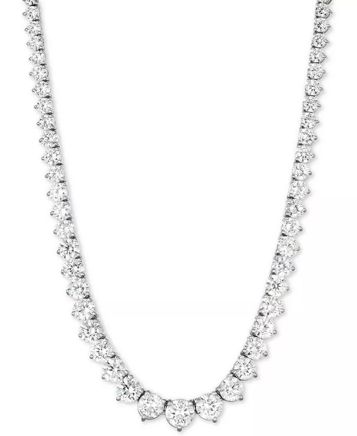 Diamond Fancy 16-3/4" Collar Tennis Necklace (10 ct. t.w.) in 14k White Gold | Macys (US)