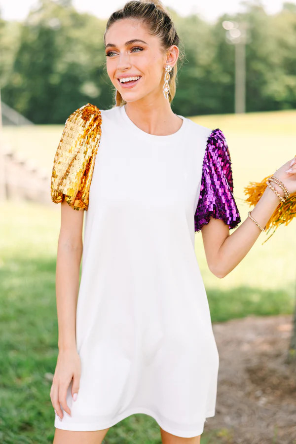 Walk On Purple Sequin Puff Sleeve Dress | The Mint Julep Boutique