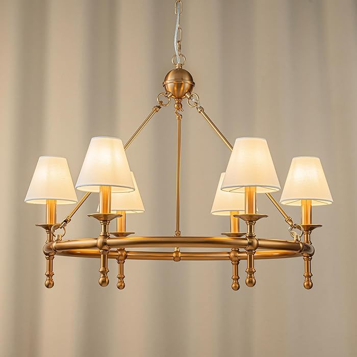 ALOADECOR 6 Lights W34 Vintage Copper and White Pleated Fabric Chandeliers for Dining Room Mid Ce... | Amazon (US)