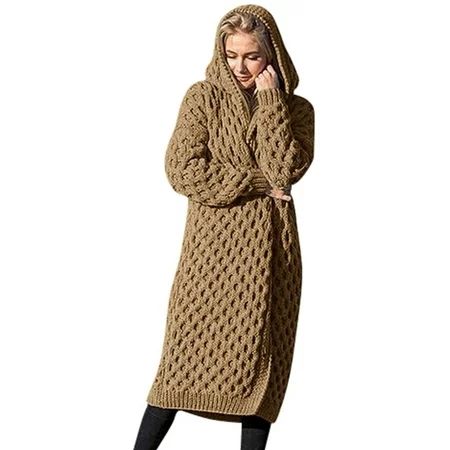 2022 Clothes Outerwears Plus Size Fall Fashion Hooded Sweatshirt Open Front Lapel Winter Long Trench | Walmart (US)