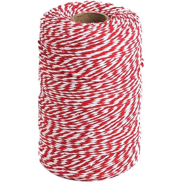 Vivifying Red and White Bakers Twine, 656 Feet Cotton String for DIY Crafts, Christmas Gift Wrapping | Amazon (US)