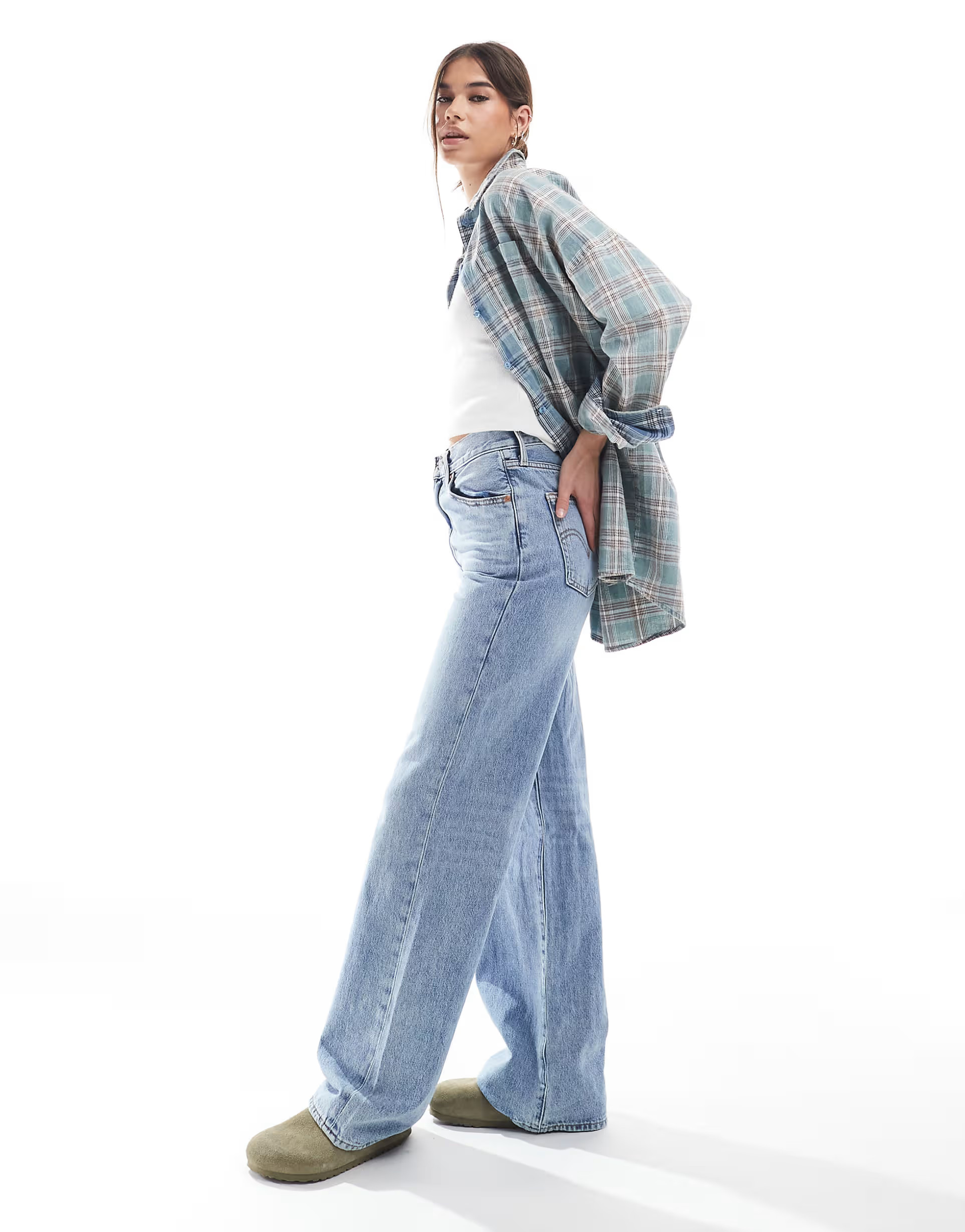 Levi's ribcage wide leg jean in light blue wash | ASOS (Global)