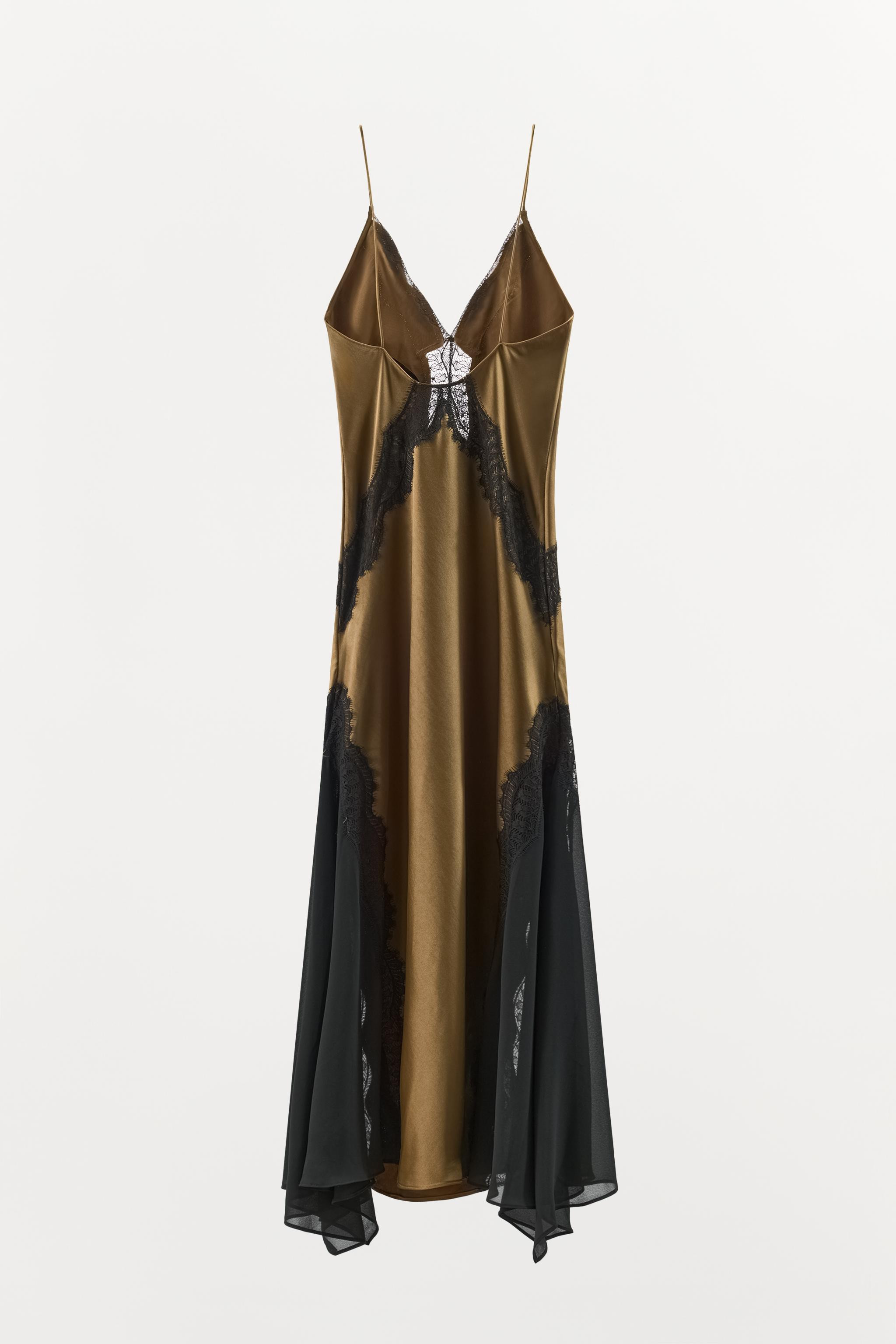 COMBINATION SATIN LACE DRESS | Zara US