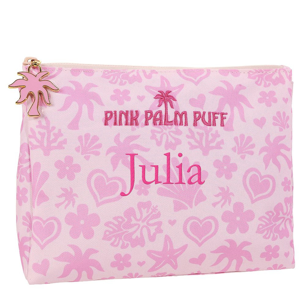 Pink Palm Puff Accessories Pouch | Pottery Barn Teen