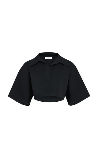 ALAÏA Crop Polo Top in Black | FWRD 