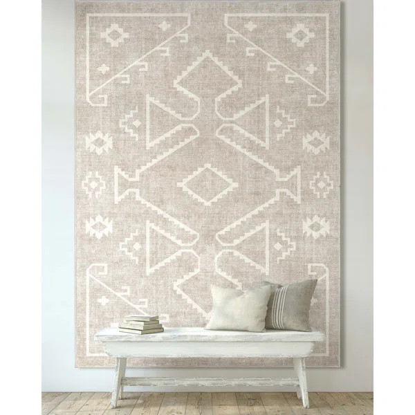 Well Woven Apollo Bottineau Distressed Southwestern Beige Flat-Weave Rug | Wayfair North America