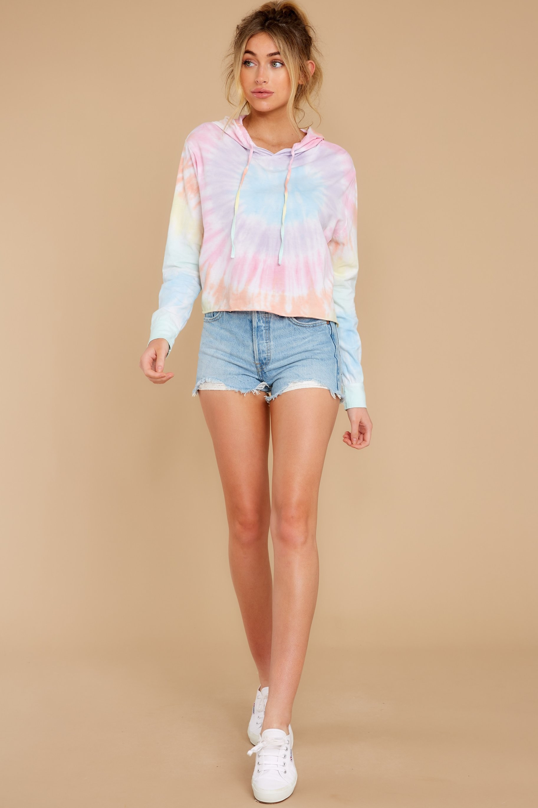 Never Part Orange Tie Dye Crop Hoodie | Red Dress 