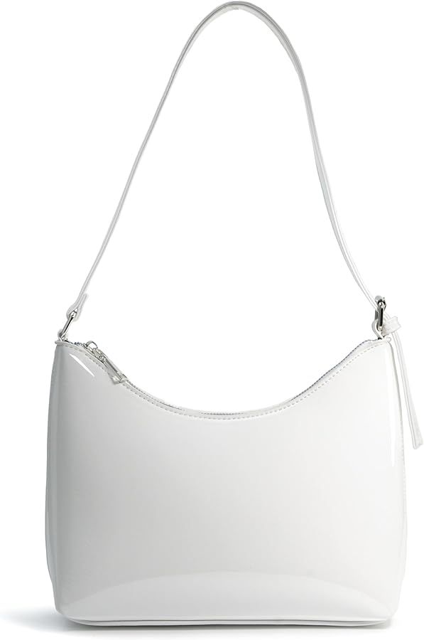 HOXIS Minimalist Faux Patent Leather Shoulder Bag Shiny Women Purse Y2K Style | Amazon (US)