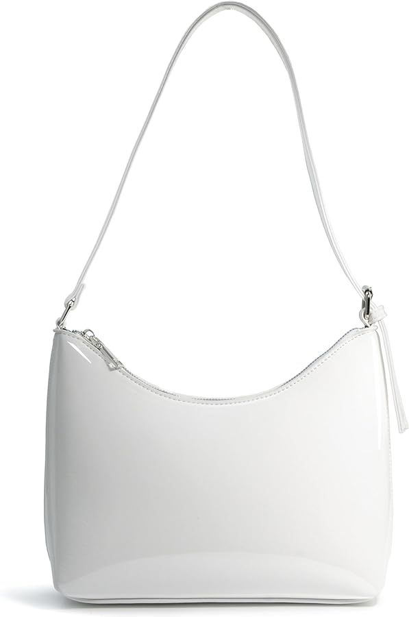 HOXIS Minimalist Faux Patent Leather Shoulder Bag Shiny Women Purse Y2K Style | Amazon (US)