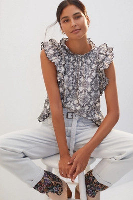 Abstract Ruffled Blouse | Anthropologie (US)