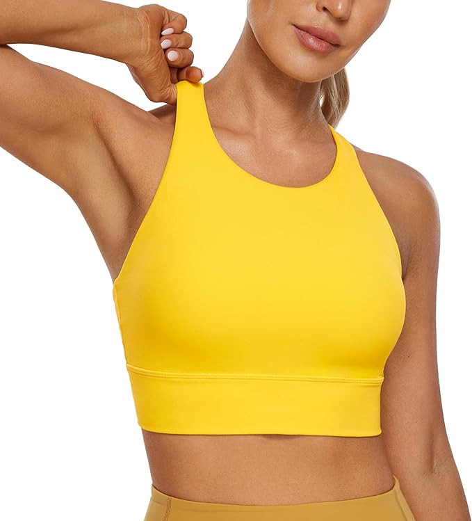 CRZ YOGA Womens Butterluxe Strappy High Neck Longline Sports Bra - Padded Criss Cross Back Workou... | Amazon (US)