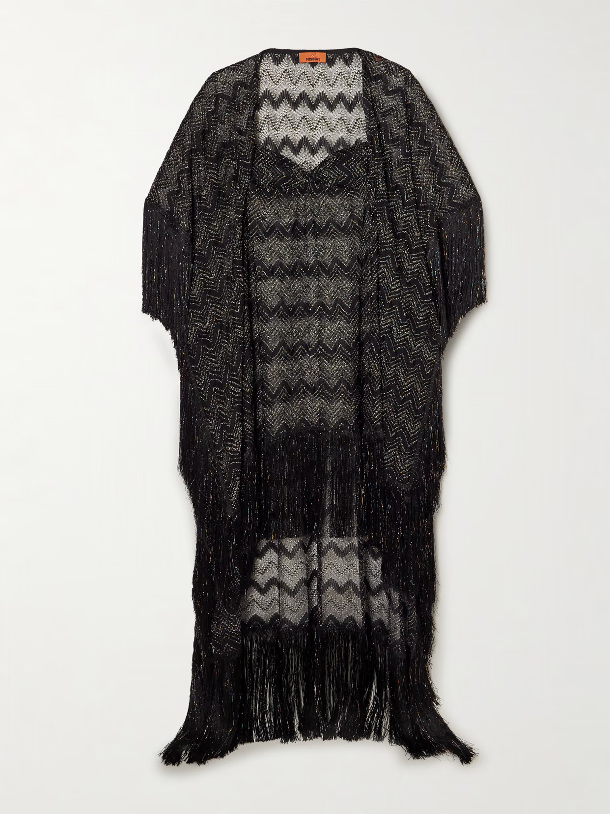 Missoni - Mare Fringed Striped Metallic Crochet-knit Kaftan - Black | NET-A-PORTER (UK & EU)