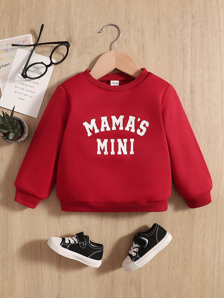 SHEIN Baby Letter Graphic Thermal Lined Sweatshirt | SHEIN