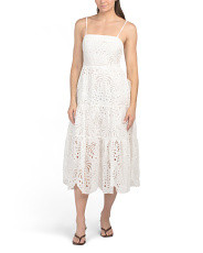 Cotton Tropical Eyelet Detailed Tiered Maxi Dress | Marshalls