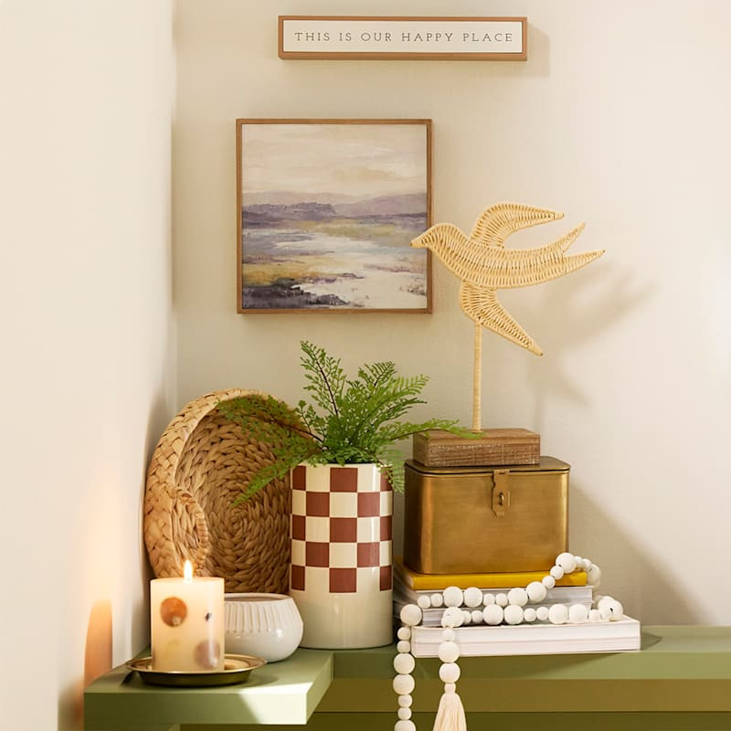 White Checkered Vase, 9" | At Home