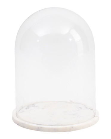 13in Round Glass Cloche With Marble Base | TJ Maxx
