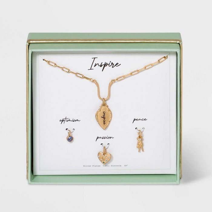 Gold Dipped Silver Plated Interchangeable Charm Chain Necklace Set - Gold | Target
