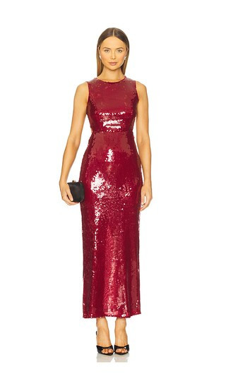 Bardot x REVOLVE X Revolve Portia Sequin Maxi Dress in Burgundy. - size 10 | Revolve Clothing (Global)