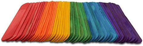 Colored Popsicle Sticks for Crafts, Large Colored Craft Sticks, Pack of 100, Each Stick 6” Long... | Amazon (US)