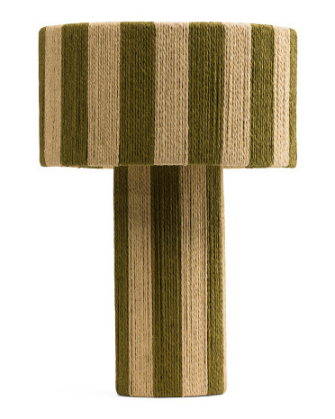 11.5x16 Striped Woven Rattan Table Lamp | TJ Maxx