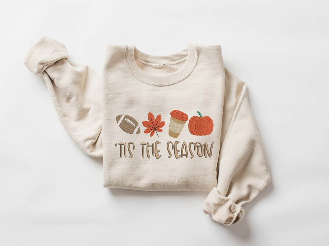 Embroidered Fall Sweatshirt, Fall Season Shirt, Fall Football Sweatshirt, Fall Sweater, Embroider... | Etsy (US)