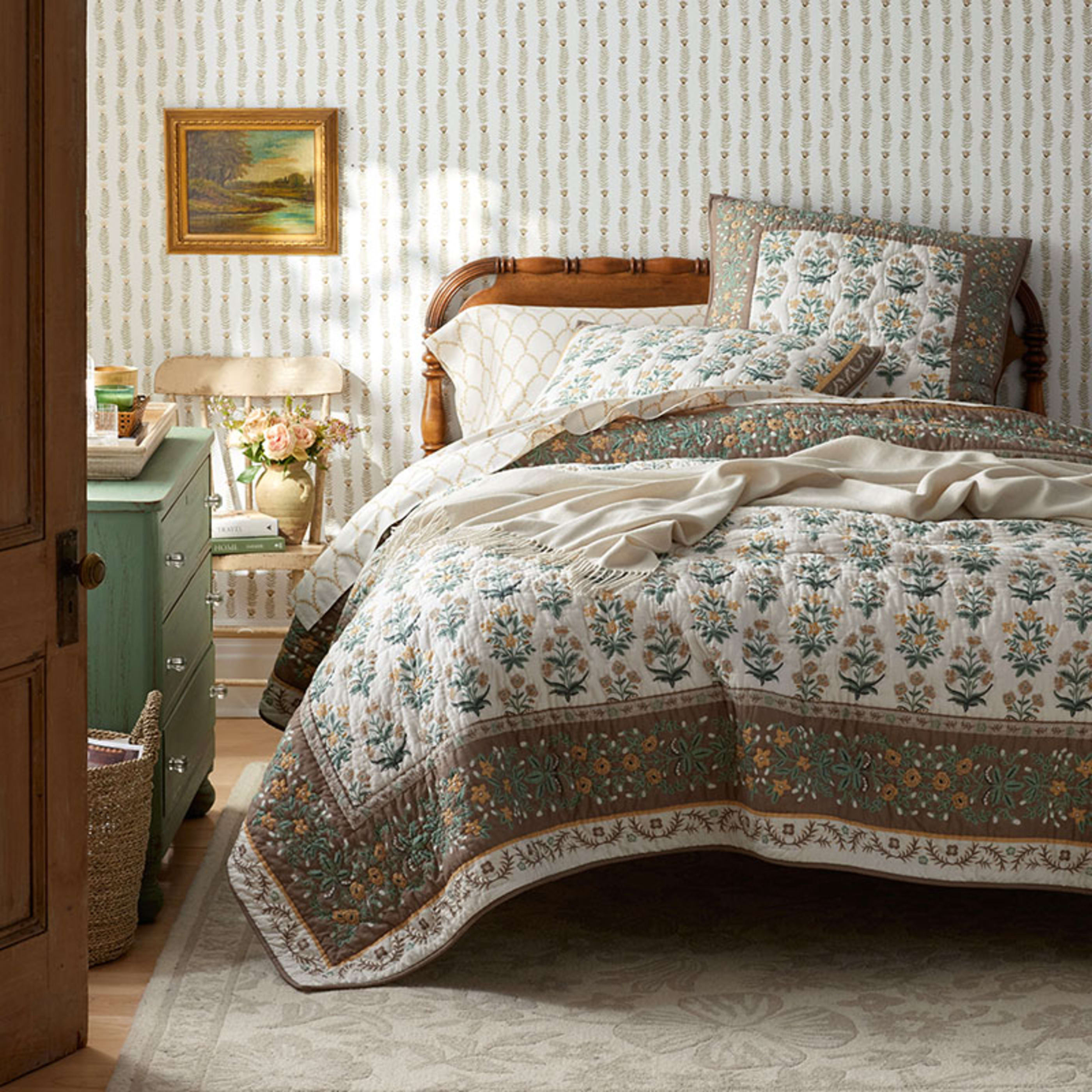 Mughal Rose Quilt - Beige Multi, Twin | The Company Store