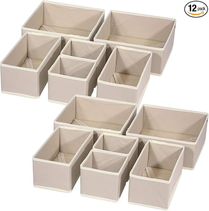 DIOMMELL 12 Pack Foldable Cloth Storage Box Closet Dresser Drawer Organizer Fabric Baskets Bins C... | Amazon (US)
