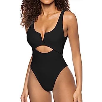 Meyeeka Womens One Piece Swimsuits Tummy Control Bathing Suit for Women Push Up Swimwear V Neck High | Amazon (US)