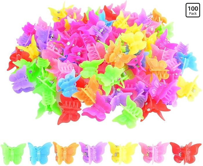 100 Packs Assorted Color Butterfly Hair Clips, Bantoye Beautiful Mini Hair Accessories for Girls ... | Amazon (US)