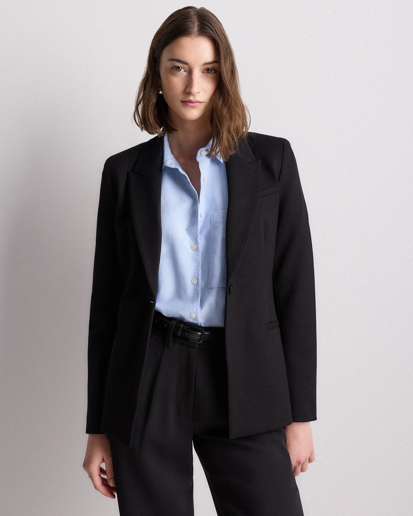 Quince | Women's Ultra-Stretch Ponte Single-Breasted Blazer in Charcoal, Size XL, Rayon | Quince