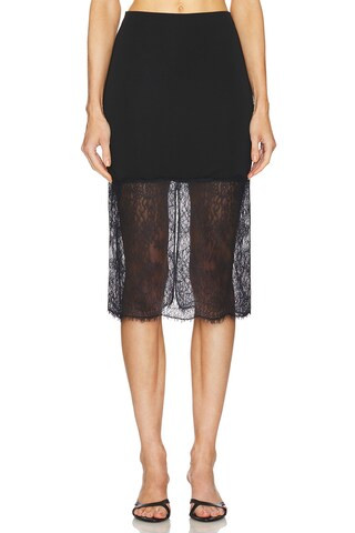 L'Academie by Marianna Belmore Midi Skirt in Black from Revolve.com | Revolve Clothing (Global)