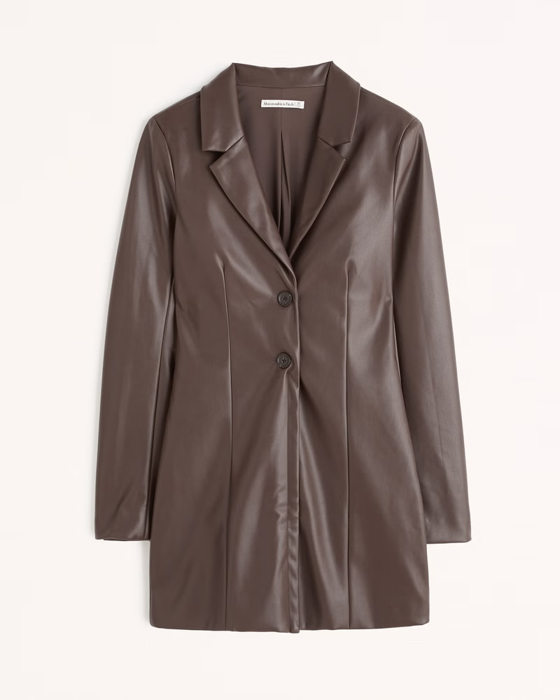 Women's Vegan Leather Blazer Dress | Women's Dresses & Jumpsuits | Abercrombie.com | Abercrombie & Fitch (US)