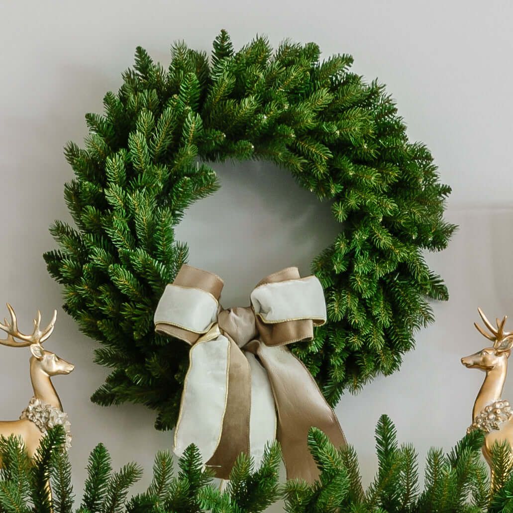 24" King Fraser Fir Wreath with Warm White LED Lights (Battery Operated) | King of Christmas