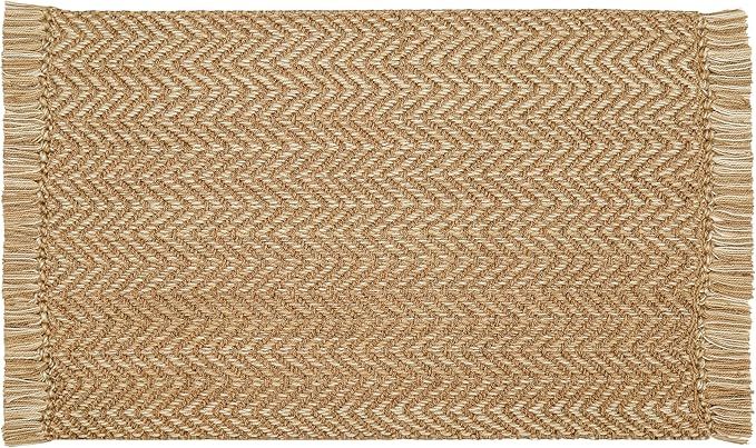 THE BEER VALLEY Chevron Weave Rug 2'x3' Feet - Reversible Low Pile Washable Stain Resistant Natur... | Amazon (US)