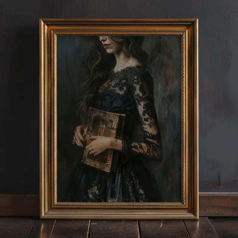 Victorian Woman Bookish Wall Art Print, Dark Academia Decor, Customizable Poster, Moody Reading N... | Etsy (US)