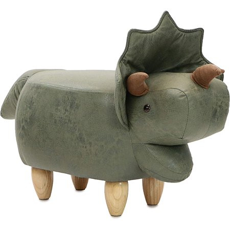 YZHIGUO 15-in. Seat Height Blue Triceratops Dinosaur Animal Shape Storage Ottoman Furniture for Nurs | Walmart (US)